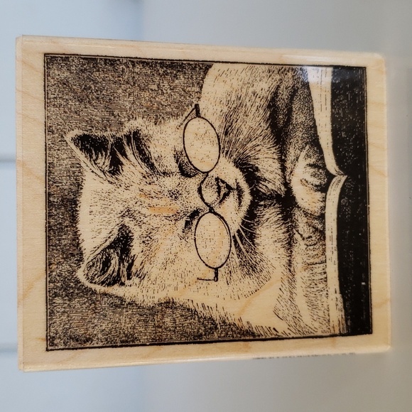 2 Cat Stamps Cat Reading Book Cat Book Cat Stamps for Crafts - Picture 2 of 12
